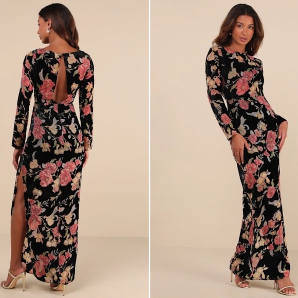 LULU's Flirty Floral Elegant Wedding Formal Event Sexy Sophisticated Maxi Dress - Picture 4 of 6
